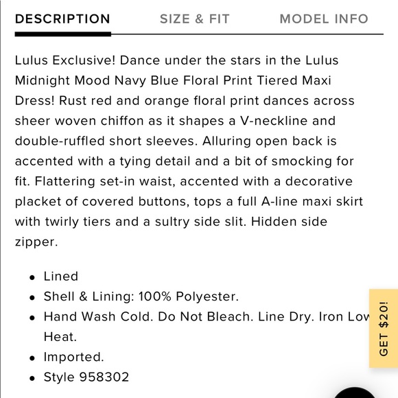 LULUS — NAVY MAXI FLOWLY FLORAL DRESS - Picture 5 of 6